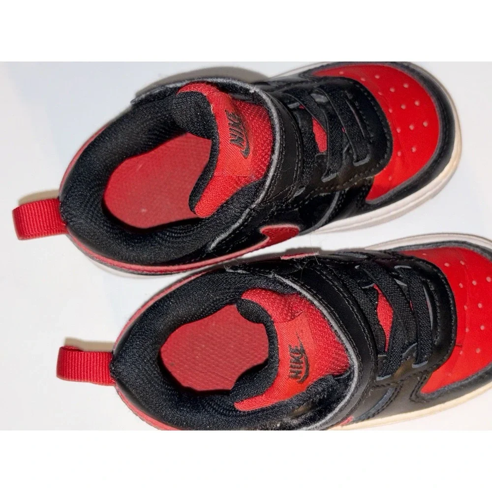 Nike Court Borough Low 2 Black University Red (TD) BQ5453-007 Size 7C